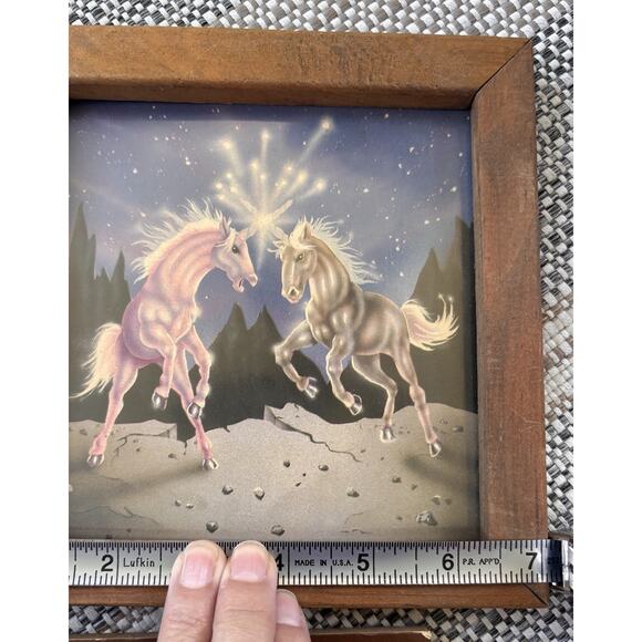2 Vintage Mythical Unicorn Wall Art Decor By Gina FERRARO Print On Wood - Picture 4 of 7